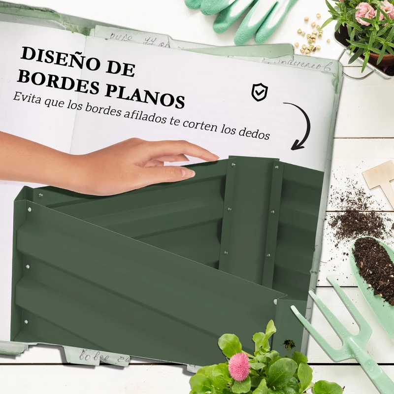 Outsunny Jardinera Exterior Grande de Acero Galvanizado Jardinera de Exterior con Celosía para Plantas Trepadoras y Fondo Abierto para Patio Terraza Balcón 61x61x140 cm Verde