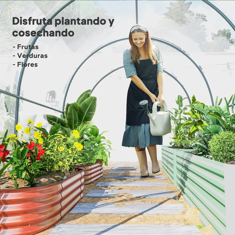 Outsunny Invernadero de Exterior 3x2x2 m, Invernadero de Túnel con Puerta Enrollable, 2 Ventanas de Malla, Cubierta de Plástico y Marco de Acero, Anti-UV, para Cultivos, Plantas, Flores, Transparente