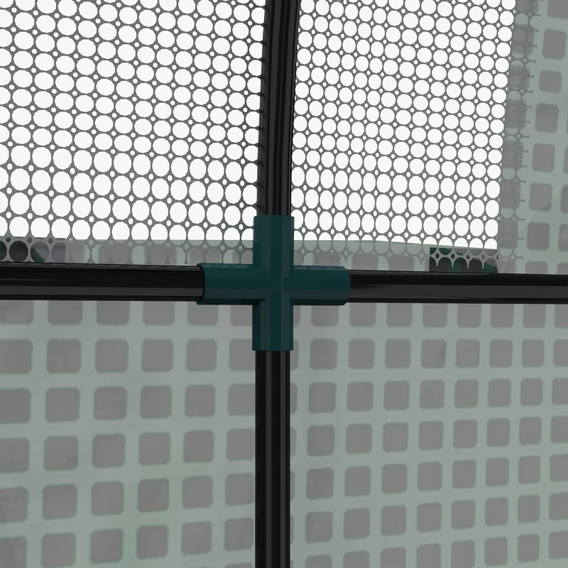 Outsunny Invernadero de Exterior, Invernadero de Túnel con 2 Puertas Enrollables, 2 Ventanas de Malla, Cubierta PE 135g/m², Anti-UV, Marco de Acero, para Cultivos, Plantas, 180x180x200 cm, Verde