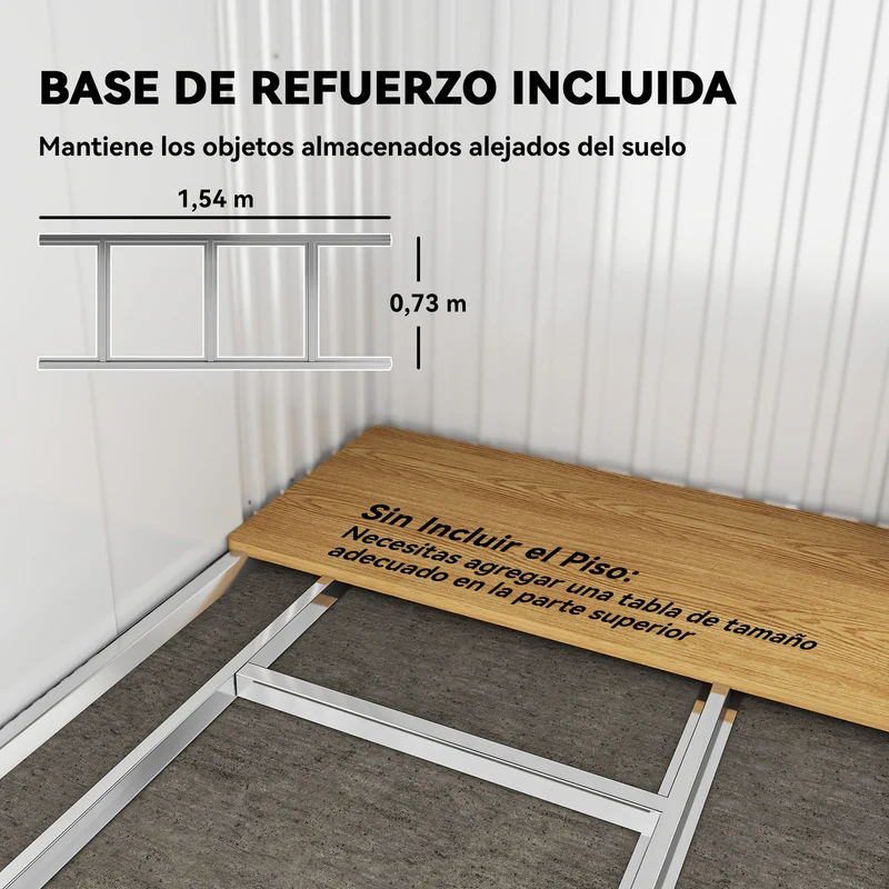Outsunny Caseta de Jardín Exterior 2 m² 195x122x181,5 cm Cobertizo de Jardín Exterior Metálica con Base SIN SUELO 2 Puertas Correderas Ventanas y Ganchos para Herramientas Gris Claro