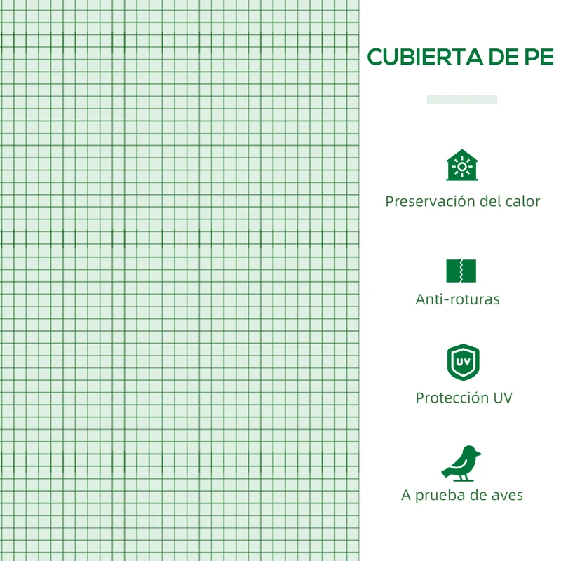 Outsunny Invernadero de Exterior, 200x80x45 cm, Invernadero de Jardín con 4 Ventanas Enrollables de Malla, Marco de Acero y Cubierta de PE 140g/㎡ Anti-UV para Cultivos, Plantas, Flores, Verde