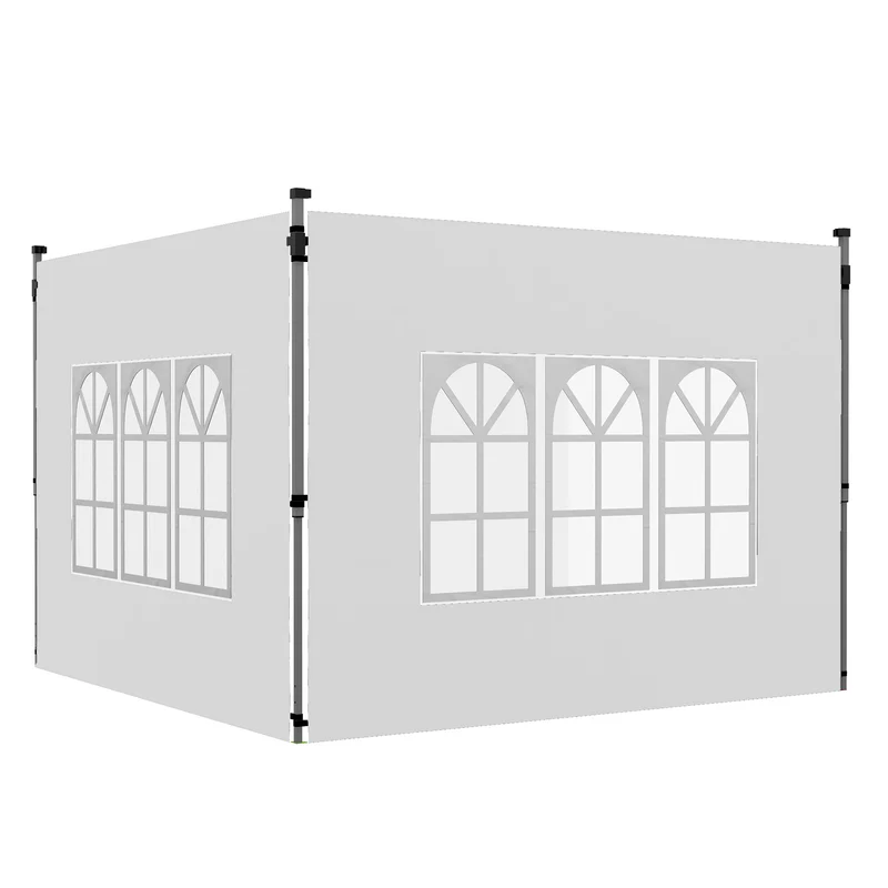 Outsunny 2 Paredes Laterales para Carpas de 3 x 3 / 3 x 4 m, 295x195 cm, Paredes Laterales de Repuesto para Cenador de Tela Oxford con Ventana, para Jardín, Exteriores, Fiestas, Blanco