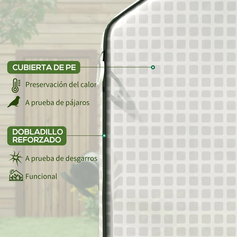 Outsunny Plástico Invernadero, 140x143x190 cm, Cubierta de Repuesto para Invernadero de Polietileno con Ventana, Puerta Enrollable, Anti-UV, para Huerto, Plantas, Agricultura, Jardín, Blanco