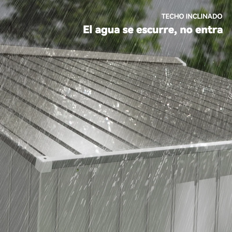 Outsunny Caseta de Jardín Exterior 4,9 m², 277x195x192 cm, Cobertizo de Jardín Exterior Metálico con Puerta Corredera, Ventilación y Kit de Fundación, para Almacenamiento de Herramientas, Plata