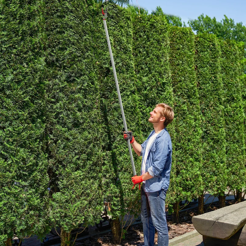 Outsunny Tijeras de Podar de Jardín 180 cm, Podadora de Árboles de Largo Alcance, con Mango de Aluminio Ligero y Resistente, Cuchilla Metálica, para Poda de Ramas Altas y Recoger Frutas