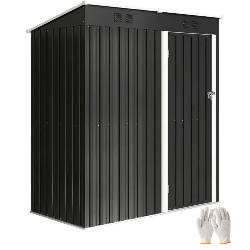 Outsunny Caseta de Jardín Exterior 1,37 m², 163x90x179 cm, Cobertizo de Jardín Exterior Metálico con Puerta con Pestillo y Ranuras de Ventilación, para Almacenamiento de Herramientas, Gris Oscuro