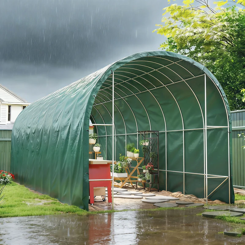 Outsunny Lona Impermeable Exterior 6x8 m, Toldo PE Resistente a Rasgaduras 90 g/m², Protección UV, con Ojales Reforzados para Leña, Muebles de Jardín, Invernaderos, Vehículos, Verde