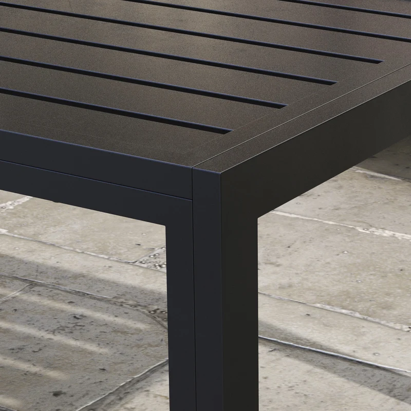 Outsunny Mesa de Centro de Jardín Rectangular, Mesa Auxiliar con Estructura de Acero Galvanizado y Superficie de Tablillas, Mesita de Café para Patio, Balcón, Terraza o Porche, Negro