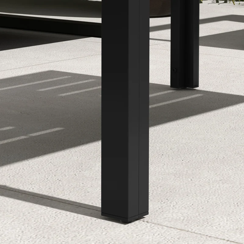 Outsunny Mesa de Centro de Jardín Rectangular, Mesa Auxiliar con Estructura de Acero Galvanizado y Superficie de Tablillas, Mesita de Café para Patio, Balcón, Terraza o Porche, Negro