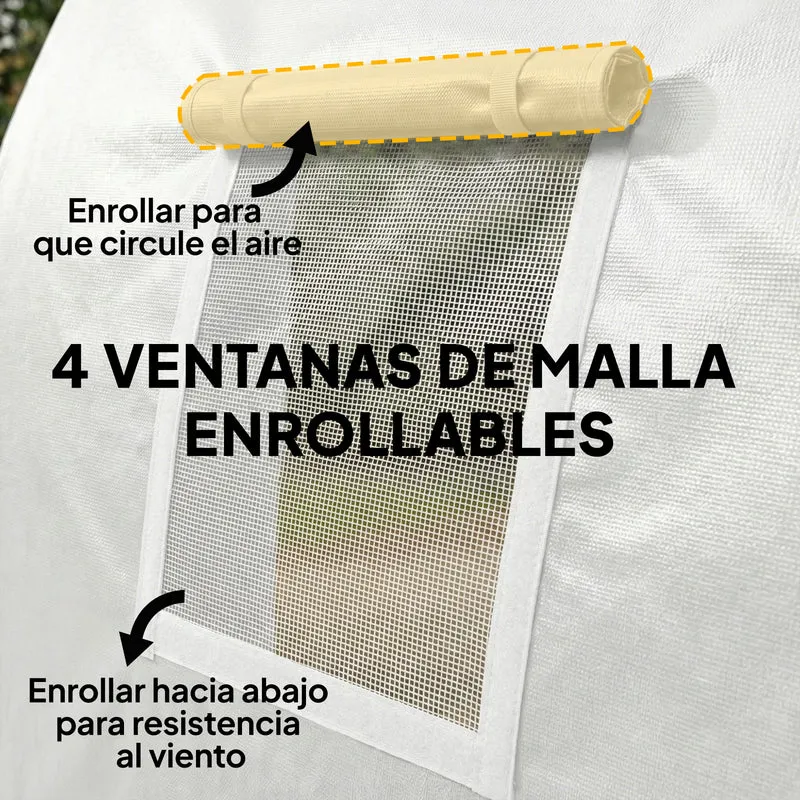 Outsunny Carpa Garaje Portátil 3x6 m, Garaje Exterior para Coche Impermeable con Puerta Enrollable con Cremalleras y 4 Ventanas, Marco Metal Galvanizado, UPF 30+, Cobertizo de Almacenamiento, Blanco
