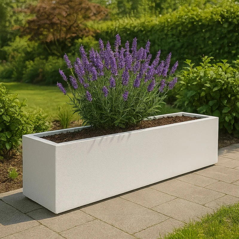 GARDRA Jardinière en polyester blanche pur 200x40x40 cm RAL 9010