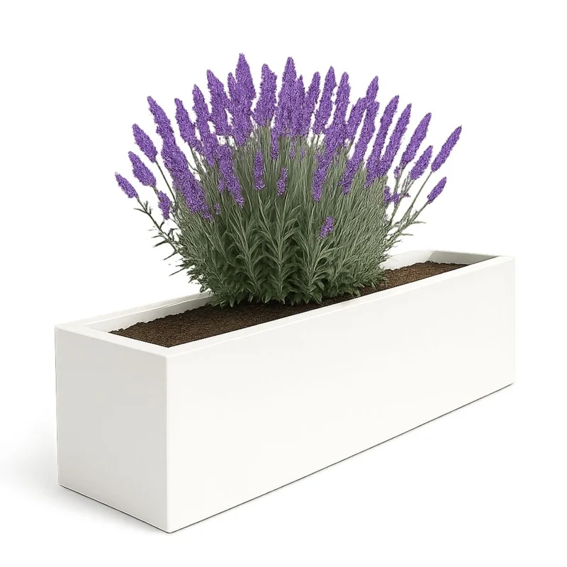 GARDRA Jardinière en polyester blanche pur 200x40x40 cm RAL 9010