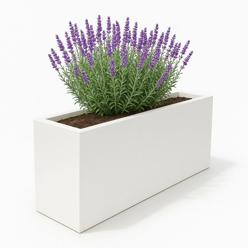 GARDRA Jardinière en polyester blanche pur 150x25x80 cm RAL 9010