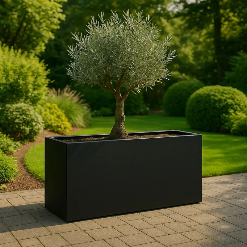 GARDRA Jardinière en polyester noire de jais 150x25x80 cm RAL 9005