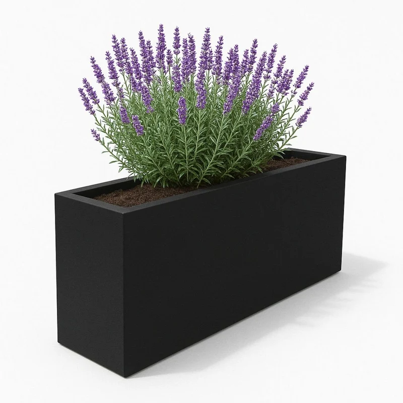 GARDRA Jardinière en polyester noire de jais 150x25x80 cm RAL 9005