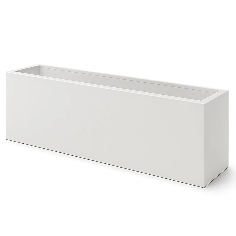 GARDRA Jardinière en polyester blanche pur 150x40x40 cm RAL 9010