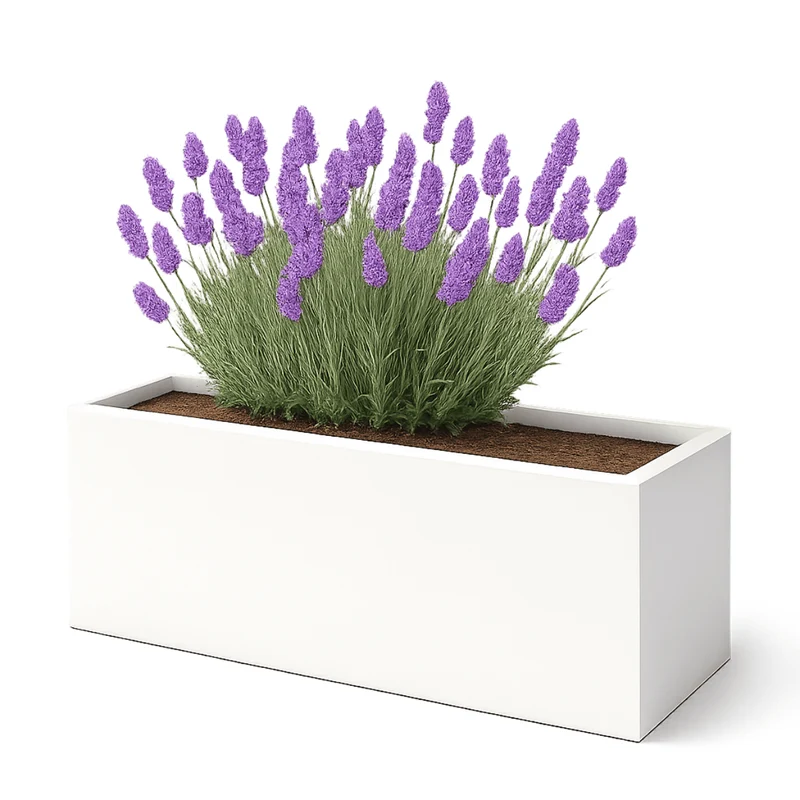 GARDRA Jardinière en polyester blanche pur 120x40x40 cm RAL 9010