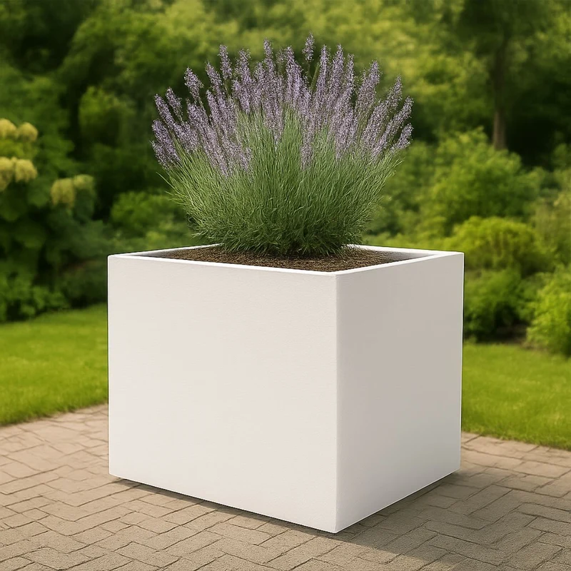 GARDRA Jardinière en polyester blanche pur 100x75x80 cm RAL 9010