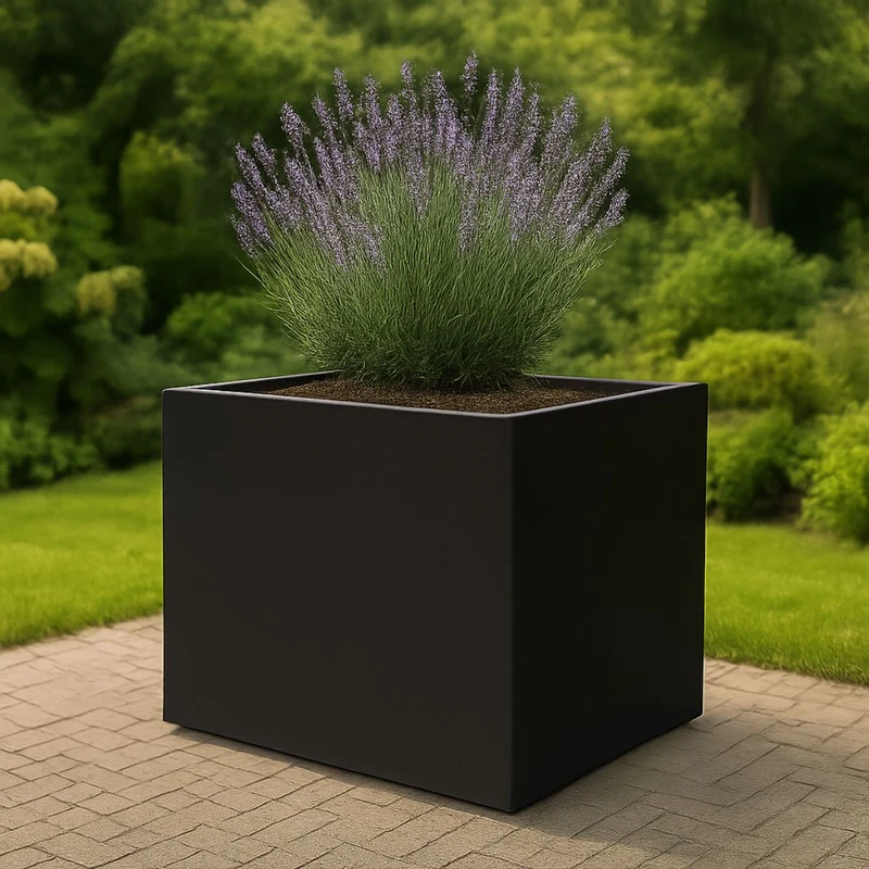 GARDRA Jardinière en polyester noire de jais 100x75x80 cm RAL 9005