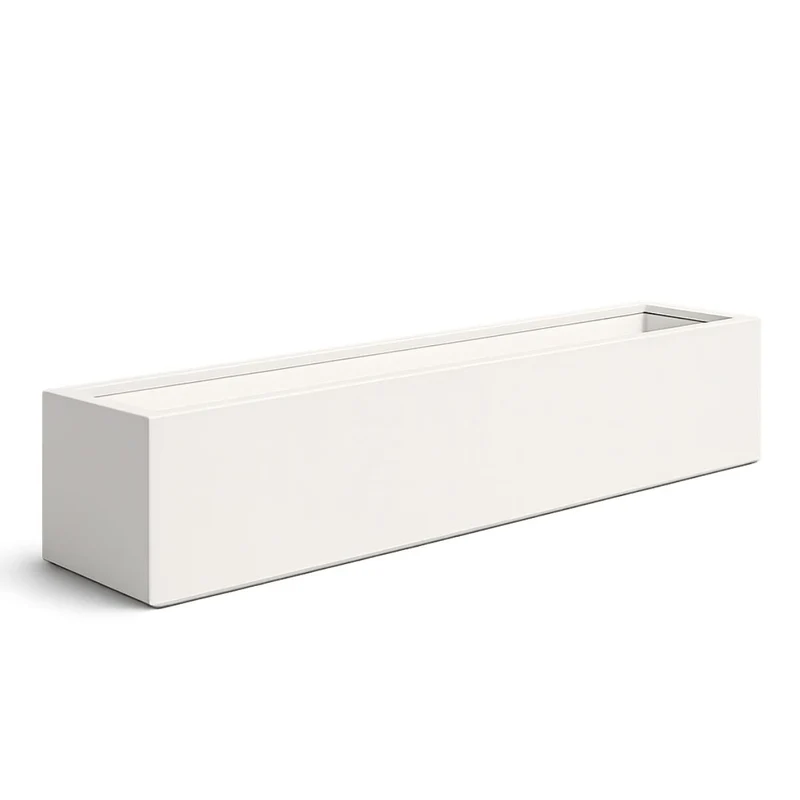 GARDRA Jardinière en polyester blanche pur 200x40x33 cm RAL 9010