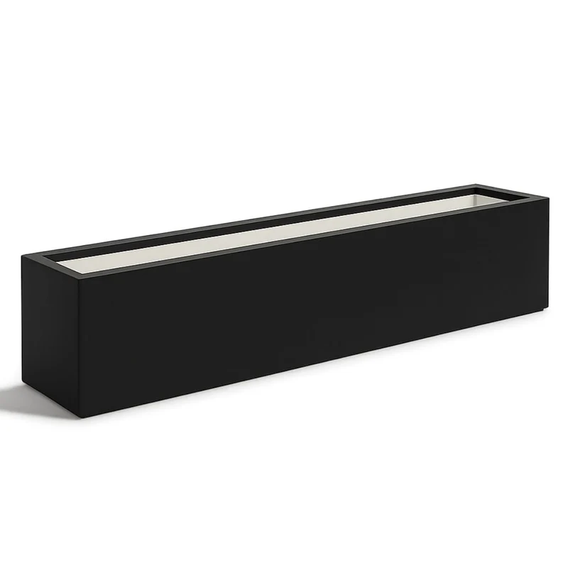 GARDRA Jardinière en polyester noire de jais 200x40x33 cm RAL 9005