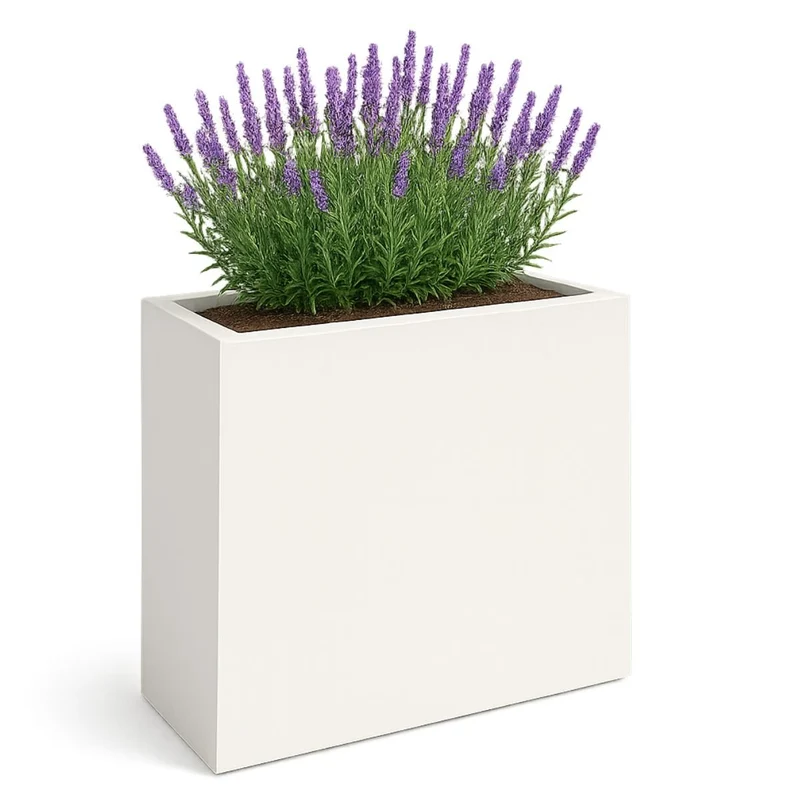 GARDRA Jardinière en polyester blanche pur 110x40x110 cm RAL 9010