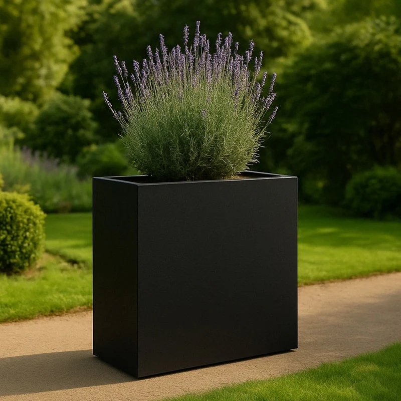 GARDRA Jardinière en polyester noire de jais 110x40x110 cm RAL 9005