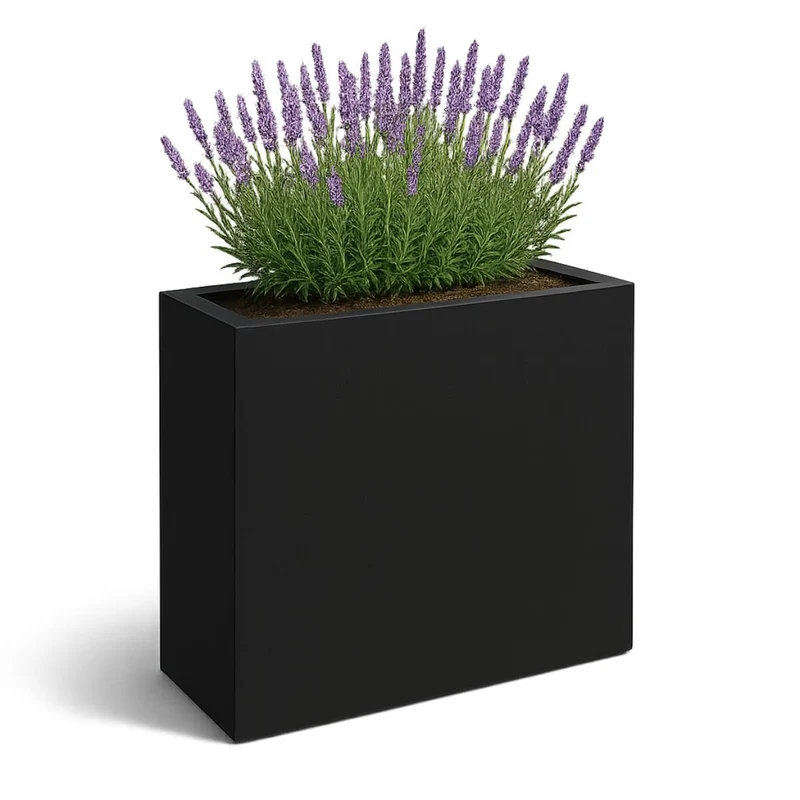 GARDRA Jardinière en polyester noire de jais 110x40x110 cm RAL 9005
