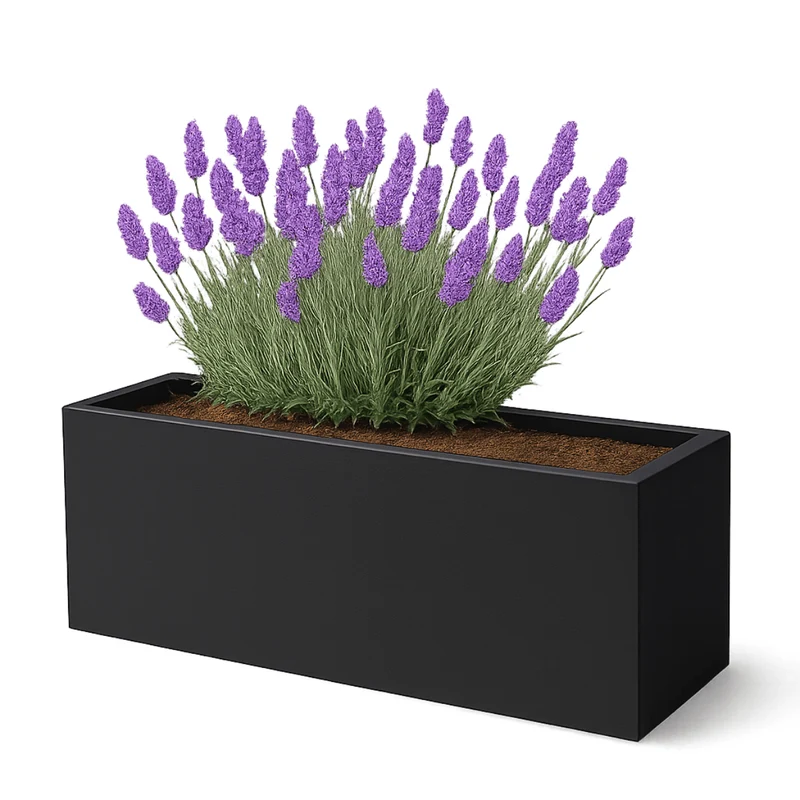 GARDRA Jardinière en polyester noire de jais 120x40x40 cm RAL 9005