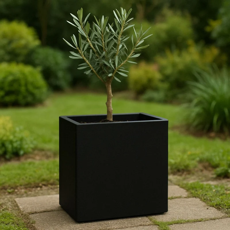 GARDRA Jardinière en polyester noire de jais 45x30x50 cm RAL 9005