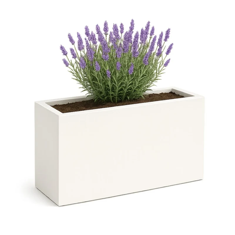 GARDRA Jardinière en polyester blanche pur 110x30x67 cm RAL 9010