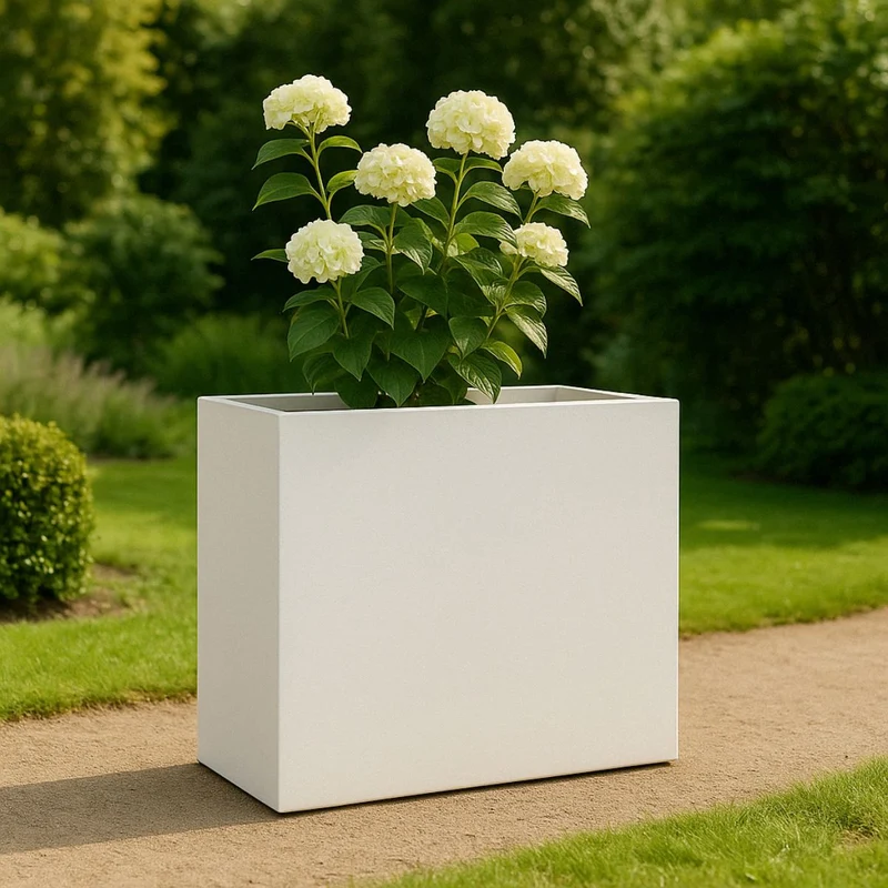 GARDRA Jardinière en polyester blanche pur 100x40x100 cm RAL 9010