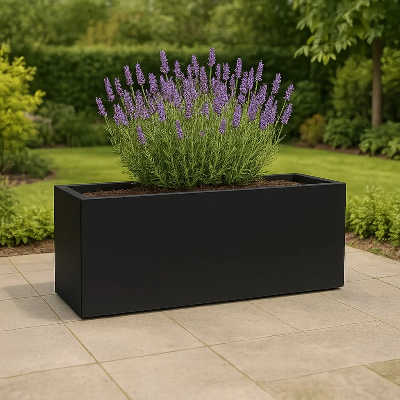 GARDRA Jardinière en polyester noire de jais 120x50x40 cm RAL 9005