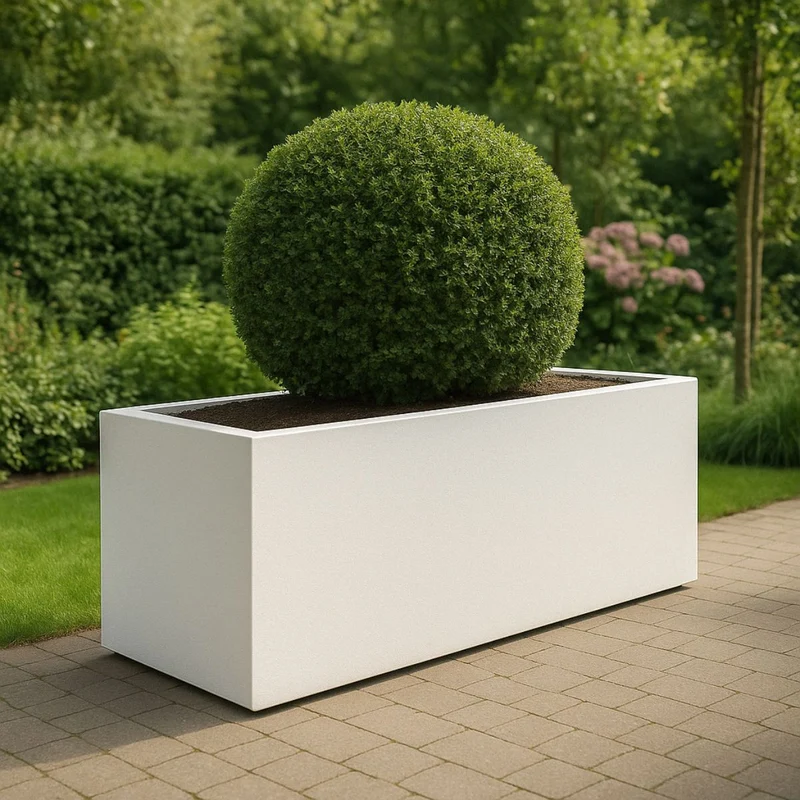 GARDRA Jardinière en polyester blanche pur 200x50x60 cm RAL 9010