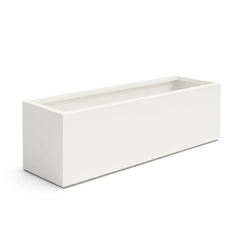 GARDRA Jardinière en polyester blanche pur 200x50x60 cm RAL 9010
