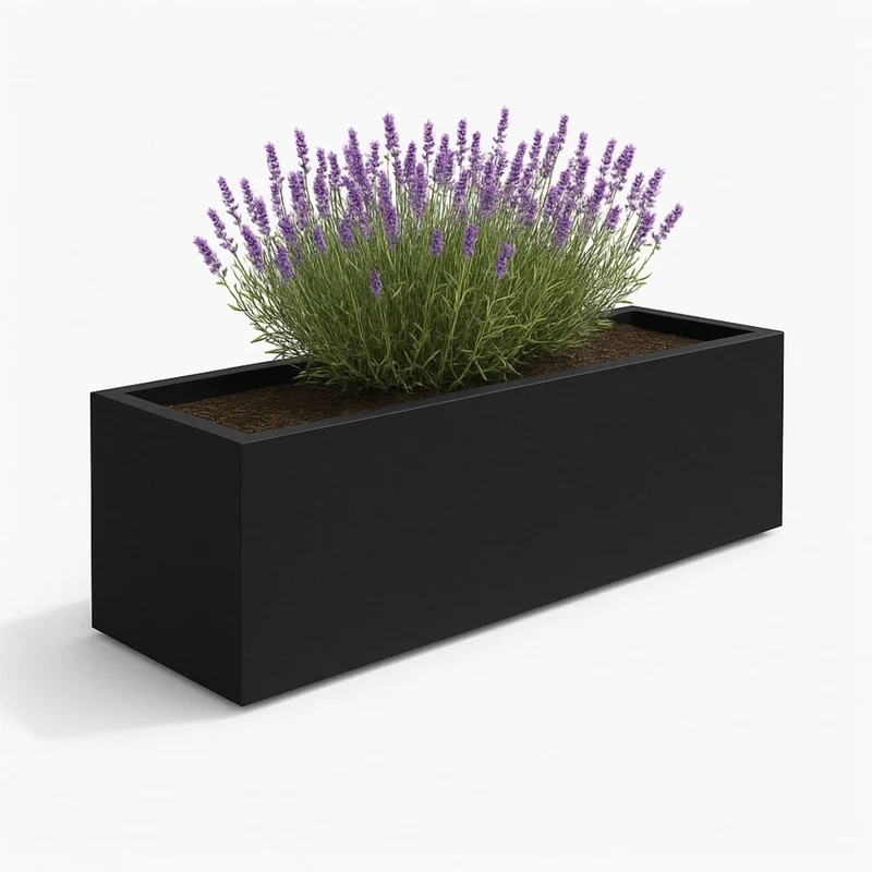 GARDRA Jardinière en polyester noire de jais 200x50x60 cm RAL 9005