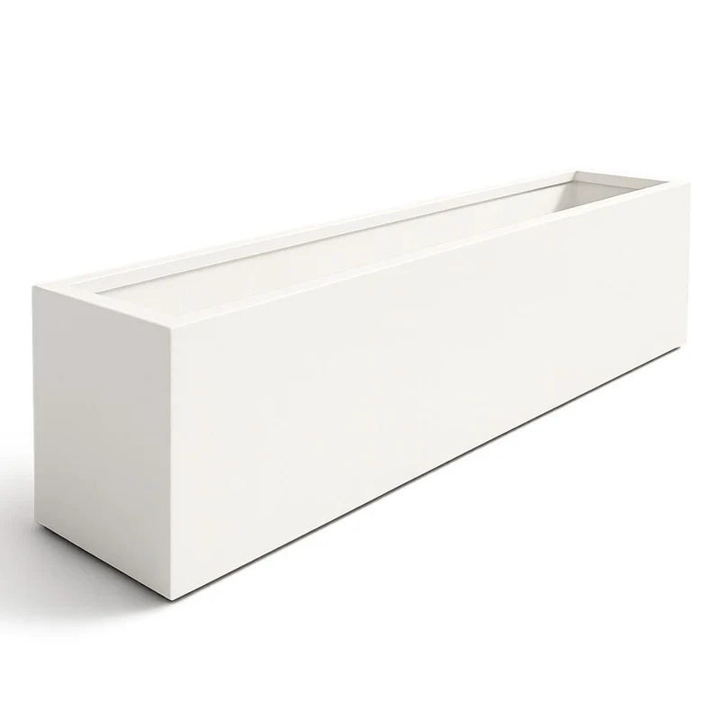 GARDRA Jardinière en polyester blanche pur 230x50x40 cm RAL 9010