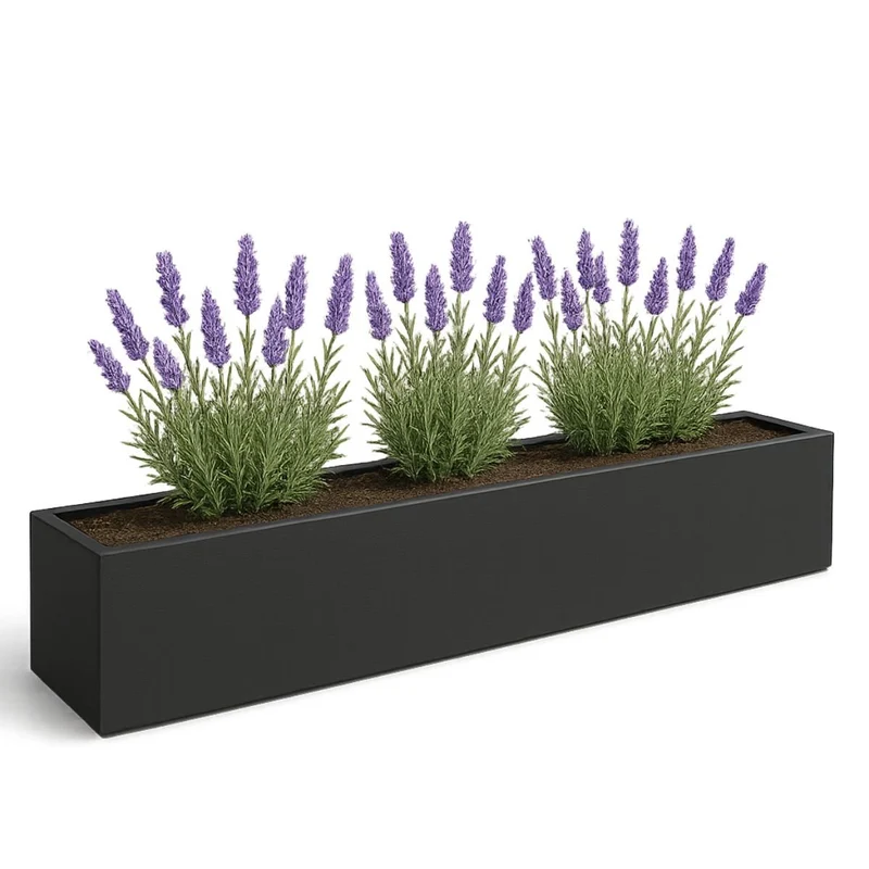 GARDRA Jardinière en polyester noire de jais 230x50x40 cm RAL 9005