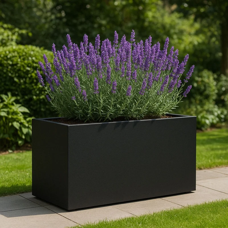 GARDRA Jardinière en polyester noire de jais 100x50x50 cm RAL 9005