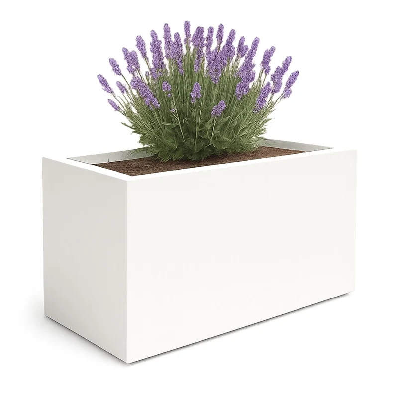 GARDRA Jardinière en polyester blanche pur 150x75x85 cm RAL 9010