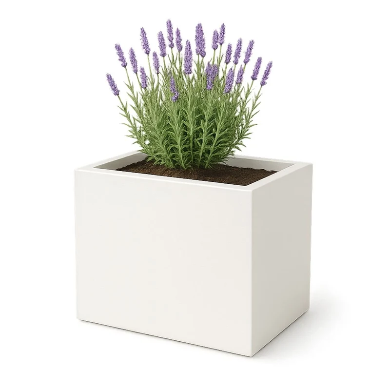GARDRA Jardinière en polyester blanche pur 70x50x60 cm RAL 9010