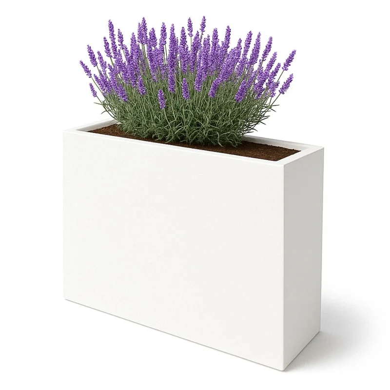 GARDRA Jardinière en polyester blanche pur 130x40x120 cm RAL 9010