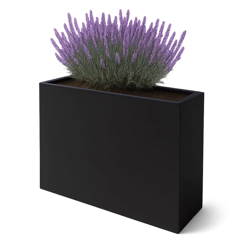 GARDRA Jardinière en polyester noire de jais 130x40x120 cm RAL 9005