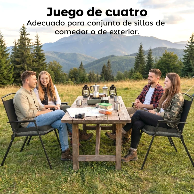 Outsunny Set de 4 Cojines para Sillas, Cojines para Jardín, Colchones de Silla con Lazos y Base Antideslizante, Impermeables, Protección UV30+, para Interior y Exterior, 39,5x39,5x10 cm, Gris Oscuro