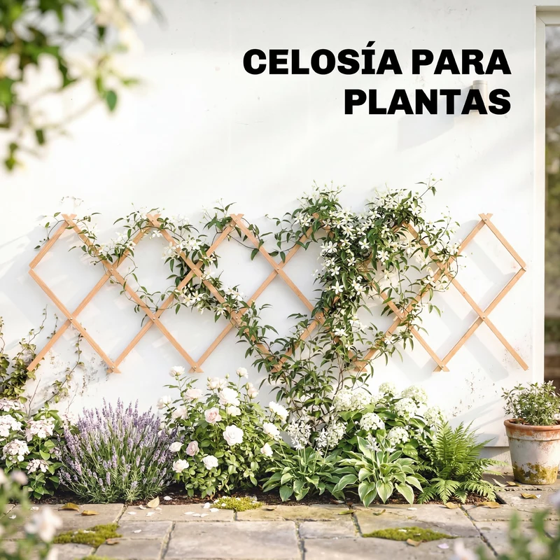 Outsunny Enrejado de Jardín de Madera Extensible, Soporte para Plantas Trepadoras, Rosas, Parra, Decoración Exterior para Patio, Balcón, 180x60 cm, Marrón Claro