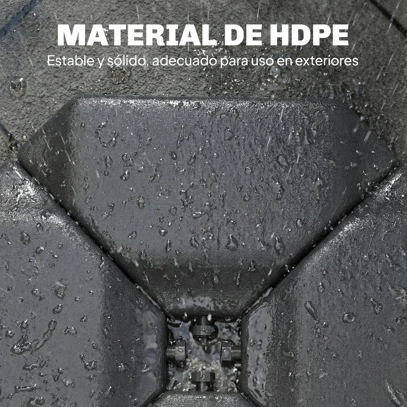 Outsunny Base para Sombrilla de 4 Piezas, para Cantilever y de Doble Cara, Soporte para Parasol de HDPE Rellenable con Agua 77 kg o Arena 100 kg, para Jardín, Patio, Terraza, Negro
