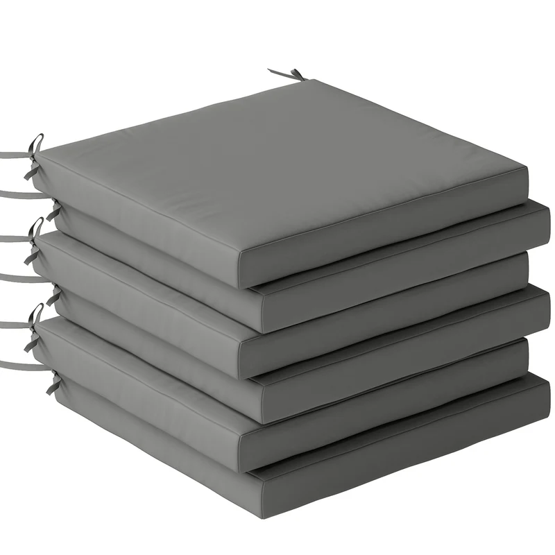 Outsunny Juego de Cojines para Sillas de Comedor, 46x42x7 cm, 6 Piezas, Cojines para Sillas de Jardín con Funda Lavable y Lazos, Impermeable y Anti-UV, Gris Oscuro