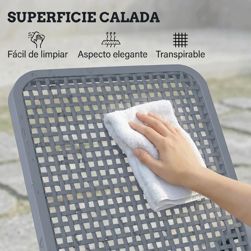 Outsunny Tumbona Reclinable, Tumbona Jardín Exterior de PP con Respaldo Ajustable en 4 Niveles, Carga 120 kg, para Patio, Terraza, Balcón, Montaje Fácil, 191x55x35,5 cm, Gris Oscuro