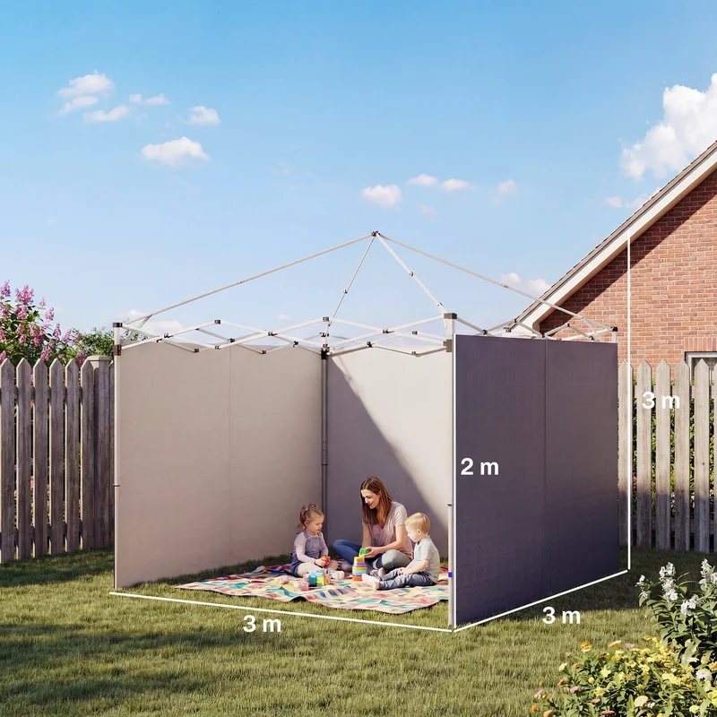 Outsunny 3 Paredes Laterales para Carpas de 3x3 m, Paredes Laterales de Repuesto para Cenador de Tela Oxford 210D con Cremallera, para Fiestas, 300x200 cm, Azul Oscuro