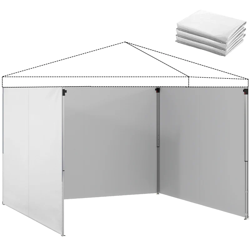 Outsunny 3 Paredes Laterales para Carpas de 3x3 m, Paredes Laterales de Repuesto para Cenador de Tela Oxford 210D con Cremallera, para Fiestas, 300x200 cm, Blanco